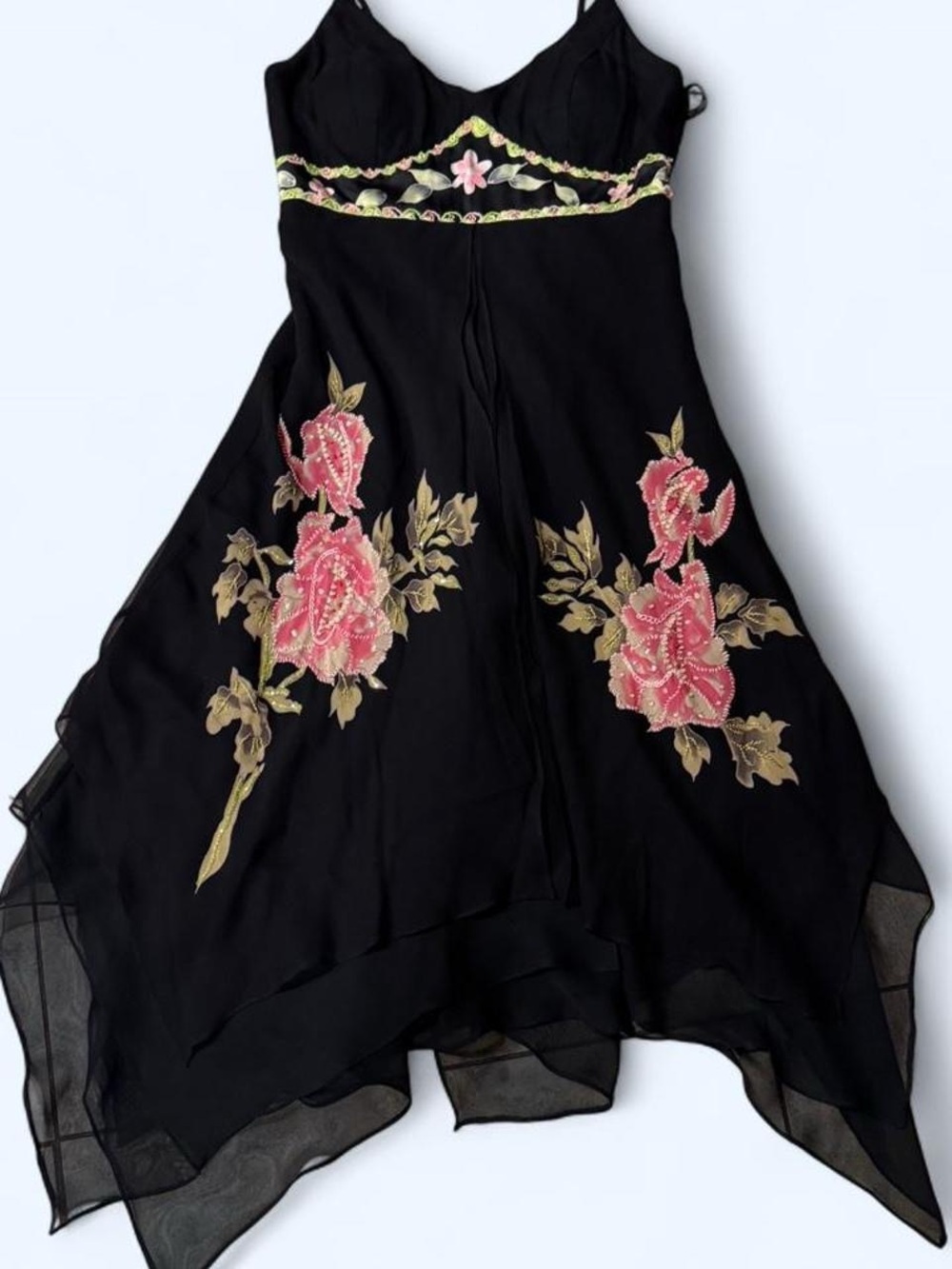 Sue Wong Black Silk Evening Dress